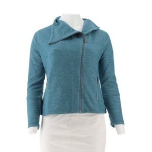 Lisa Rinna blue moto jacket